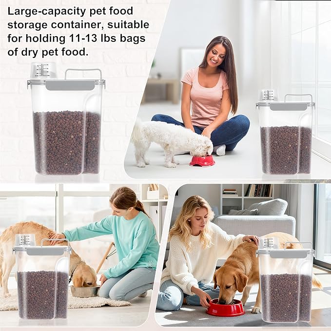 10-13 Lbs Upgrade Capacity Dog Cat Food Storage Container, Gray