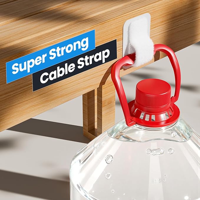 Cable Management Under Desk, 【Up to 15 Cord】【Enhanced Wire Holder】 Reusable Cord Organizer Holder, Adjustable Hook and Loop Cable Ties, Wire Clips Under Table Hider, 20 Pair(White)