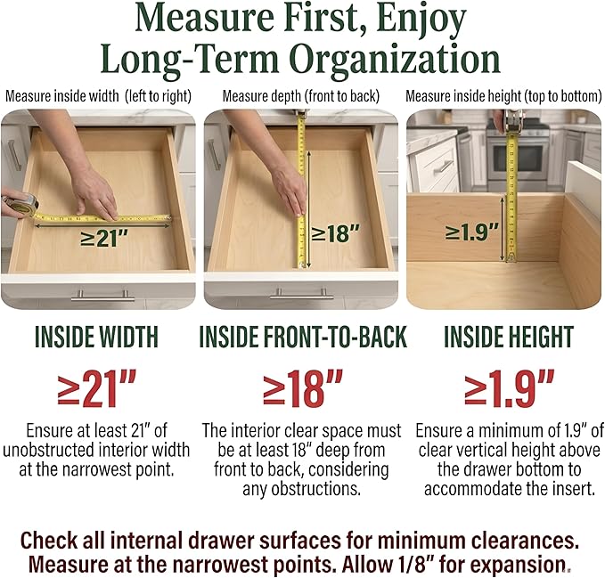 Bamboo Drawer Organizer – Expandable 9 Slot Silverware & Utensil Tray for Kitchen, Office & Kitchen –Fits 13”–19.6” Drawers, Natural Bamboo Wood, Deep Compartments - Durable & Eco-Friendly