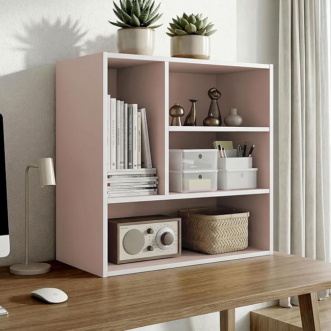 Homes, Inside + Out Apexa 4-Vertical Storage Organizer Shelves, Light Pink