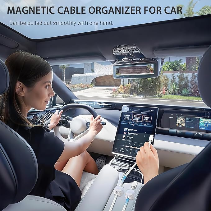 6 Pack Magnetic Cord Organizer & Cable Clips, White