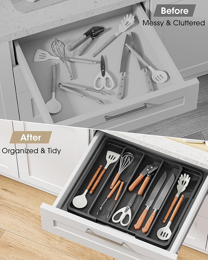 Silverware Organizer, Expandable Kitchen Drawer Organizer, X-Large