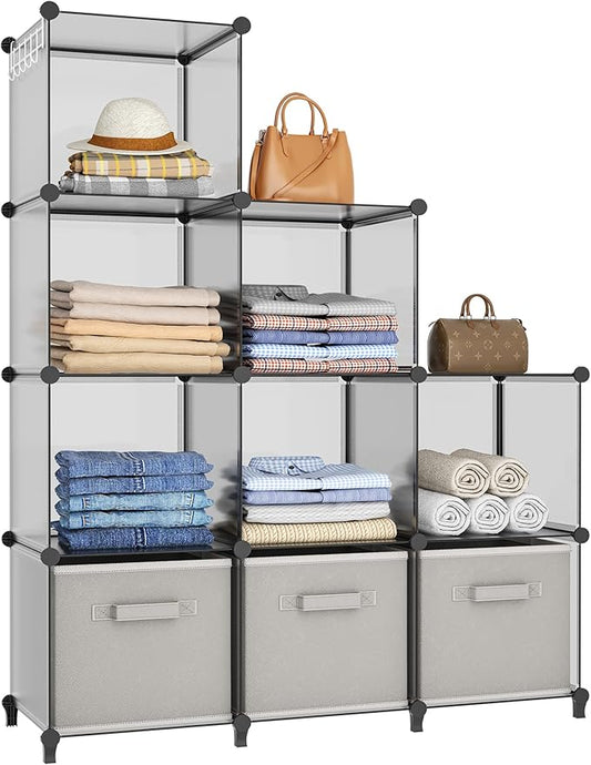 Closet Organizers and Storage, 9 Cube Storage Organizer, Grey
