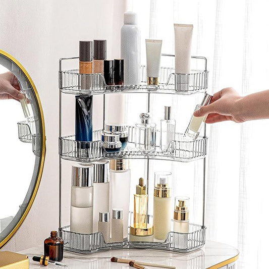 Corner Bathroom Countertop Organizer, Smoky Gray 3 Tiers