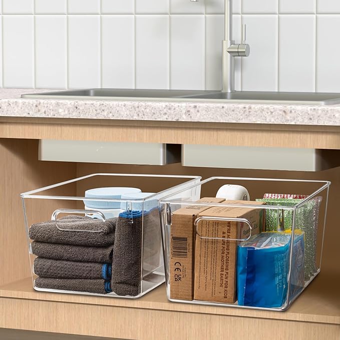 Set of 10 Clear Plastic Storage Bins