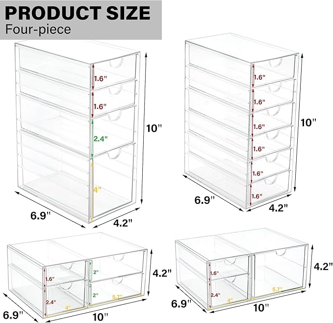 Acrylic Drawer Organizer with 17 Drawers