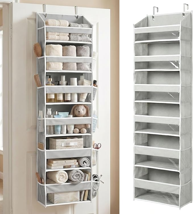 THEORY UPGRADED 6 Tiers Over The Door Organizer Hanging, Light Gray, 1pc