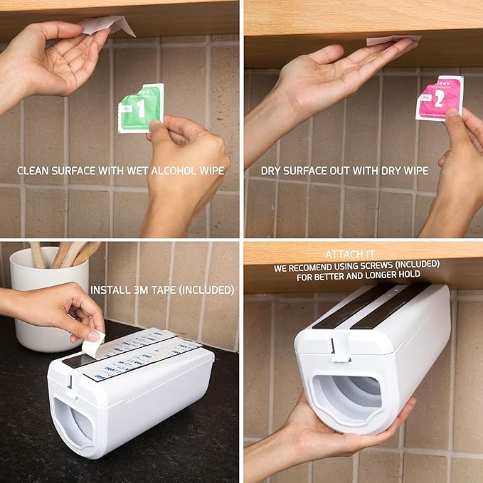 ELYPRO Dispenser for Bags size Quart, Sandwich, and Snack Bags | Under-Cabinet or Shelf Mount | Easy Front-Access Bag Dispensing | Kitchen Organization and Storage Solution