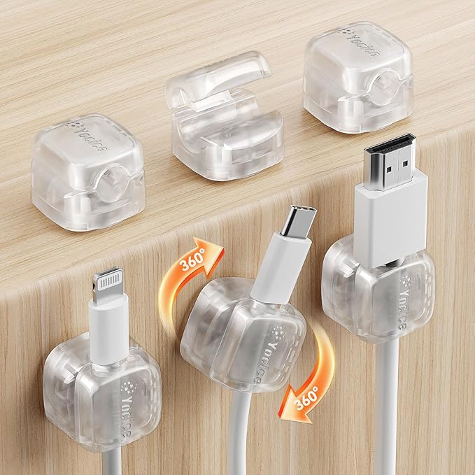 6Pack Rotatable Cord Organizer, Clear
