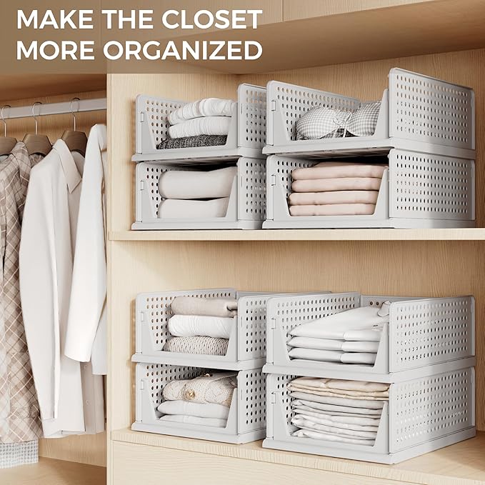 Grey 6 Pack Closet Organizers Storage Bins