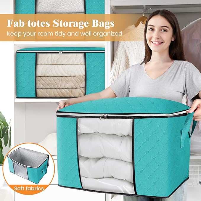 Fab totes 24 Gallons Clothes Storage, 3 Pack,Green