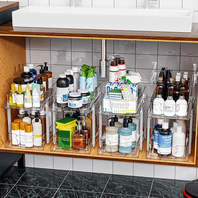 2 Pack 2 Tier Under Cabinet Bathroom Storage