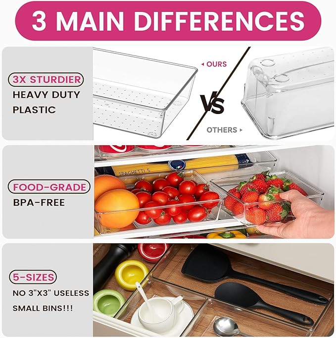 Large Drawer Organizer Bins 26 Pack