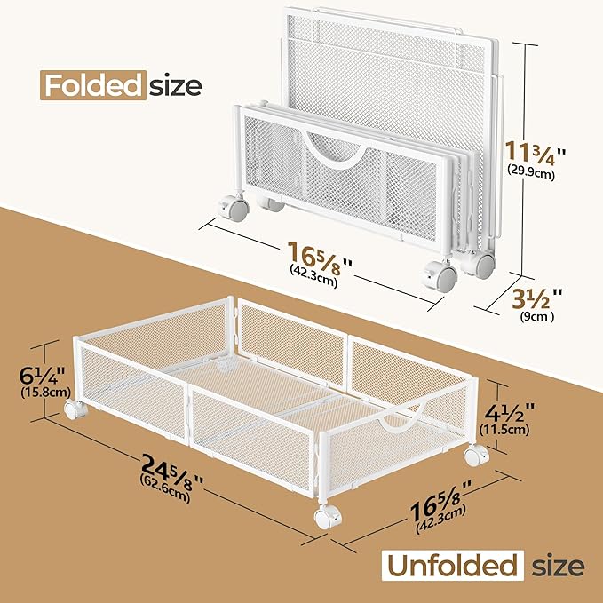 Under Bed Storage with Wheels, 2 Pack Under Bed Shoe Storage Organizer Drawer
