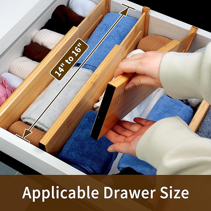 Bamboo Dresser Drawer Dividers, 4 pcs