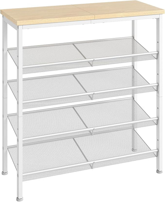 Shoe Rack for Entryway, Natural and White WN12XJ01