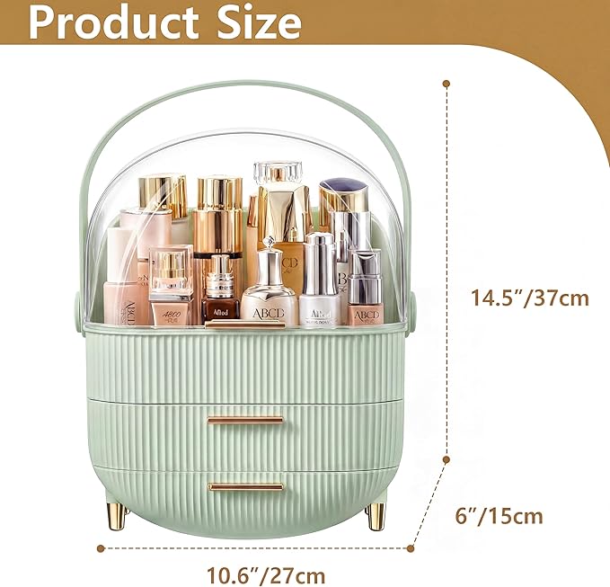 Makeup Organizer Skincare Organizers - Cosmetic Display Cases with Transparent Cover, SkinCare Organizers for Bathroom Countertop, Bedroom Vanity Desk, Lipstick Organizer, White