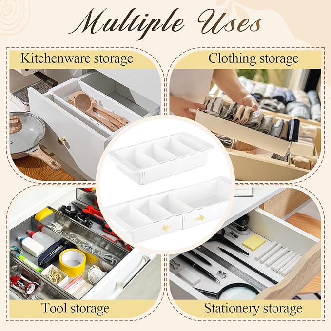 3 Pcs Expandable Drawer Organizer Bins Adjustable Deep Drawer Hanging Organizer