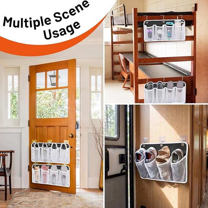 RV Shoe Storage for Bedside, 4 Pocket Wall Mounted Entryway Shoes Rack