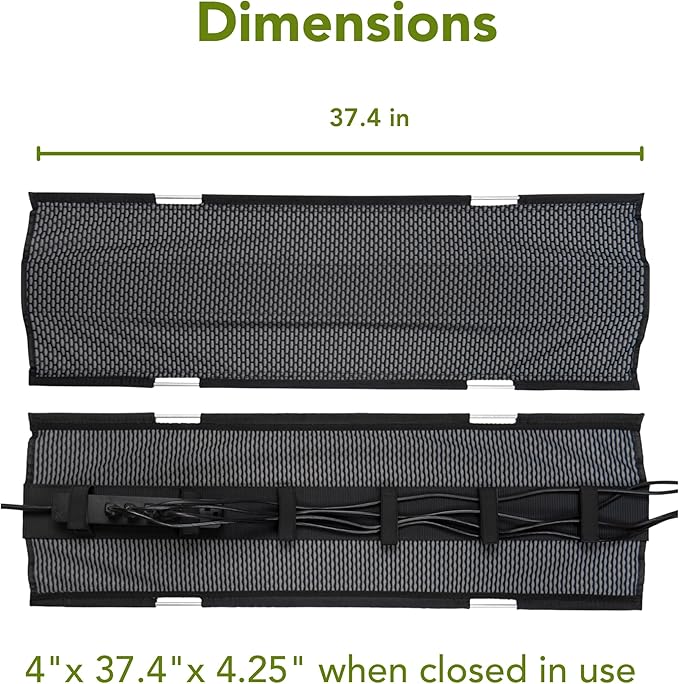 POSTURE Mesh Cable Organizer, Clamp-Mounted Under Desk Cable Management, Gray