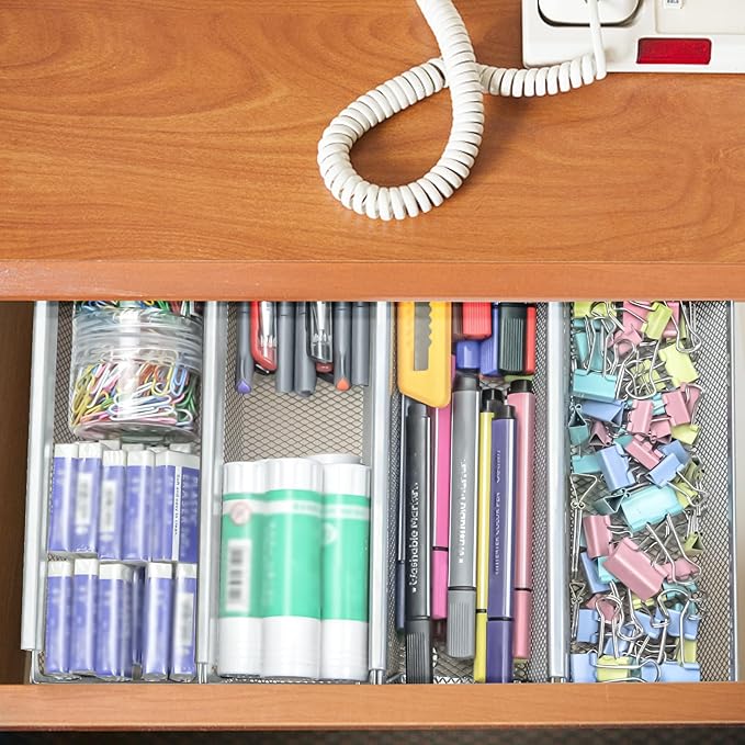 4PCS Drawer Organizer for Kitchen, 12 * 3 * 2 Inches,Grey