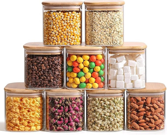 0.7 Qt Glass Food Storage Jars Set of 9
