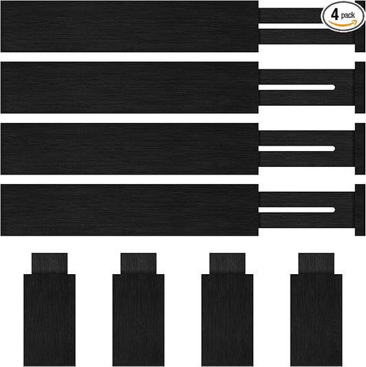 4 Pack Bamboo Drawer Dividers Organizer with Inserts 2.6'' High, Black
