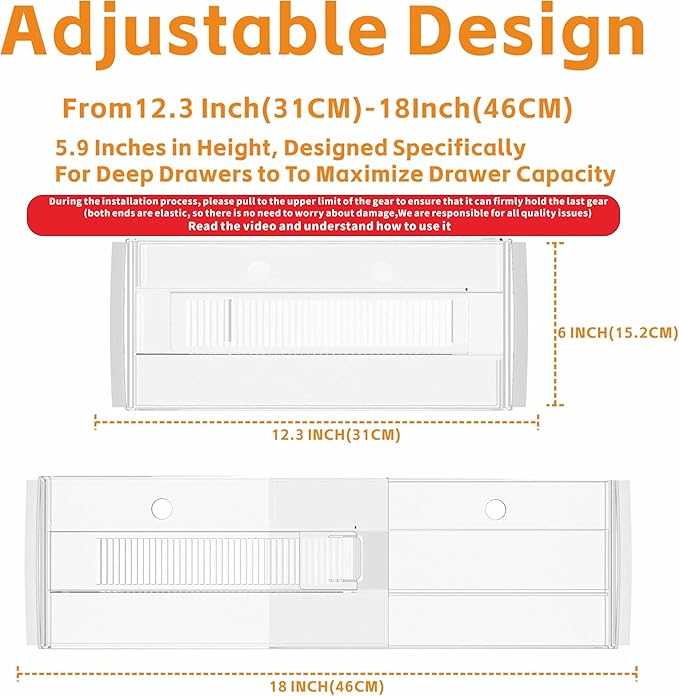 5 Pack 6 Inch Tall Acrylic Drawer Divider for Clothes-Expandable from