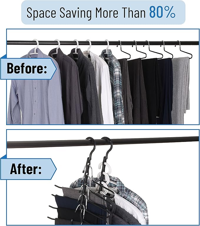 Mr. Pen- Space Saving Hangers, 16 pcs, 360° Rotating Hooks, Magic Cascading Hanger Organizer with 5 Enclosed Slots, Closet Organizers and Storage for Clothes, College Dorm Room Essentials