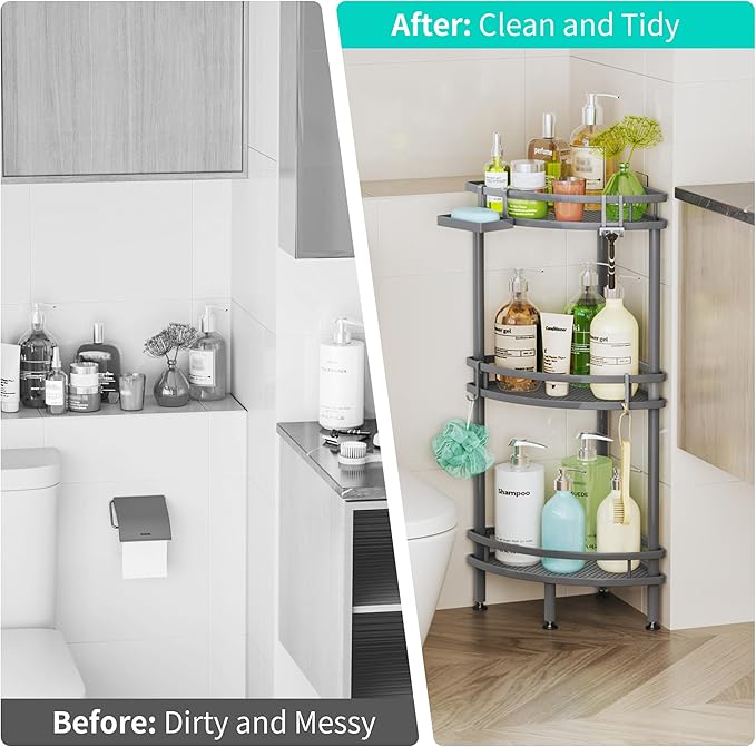 Standing Corner Shower Caddy, Grey