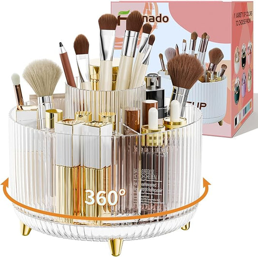Fanado 360° Rotate Makeup Brush Holder Organizer, Clear