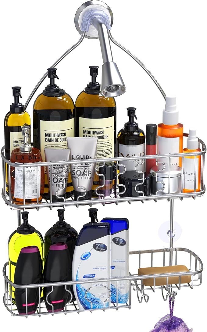 Simple Houseware Stainless Steel Bathroom Hanging Shower Head Caddy Organizer