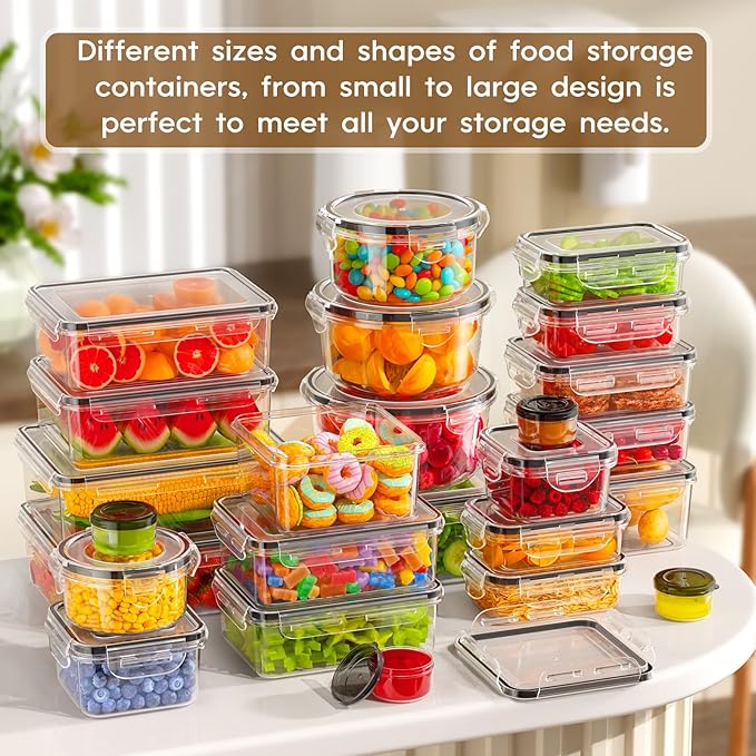 70 PCS Food Storage Containers with Lids Airtight (35 Containers & 35 Lids)