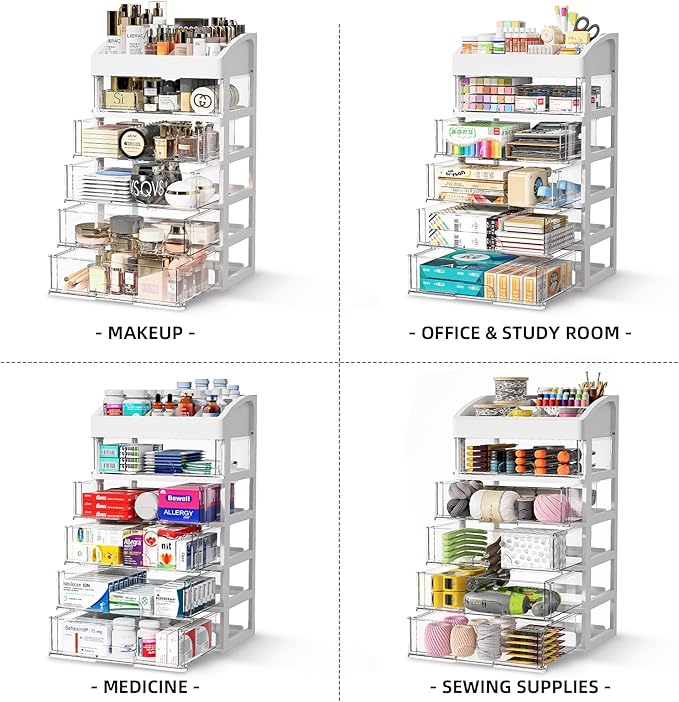 Desk Organizer with Drawers, 5 Drawers Storage Organizer
