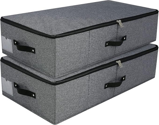 Foldable Under Bed Storage Basket Container [2 Pack] with Durable Fabric