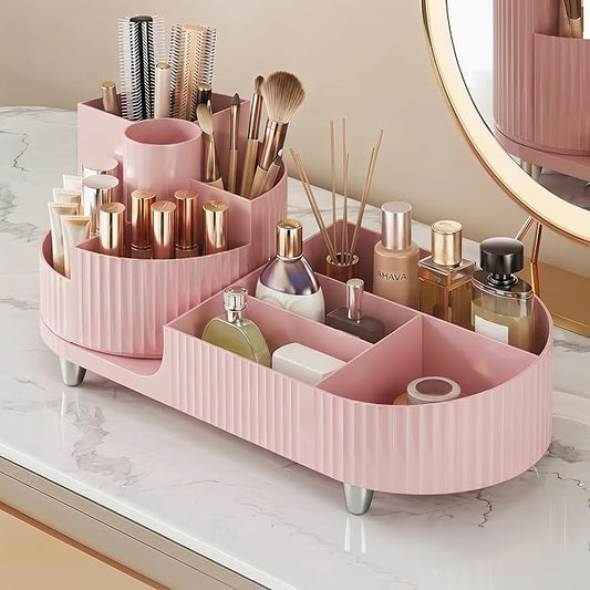 Rotating Makeup Caddy Organizer for Vanity, Pink