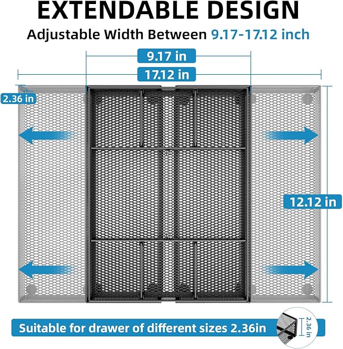 Expandable Desk Drawer Organizer, Expandable Black-2 pack