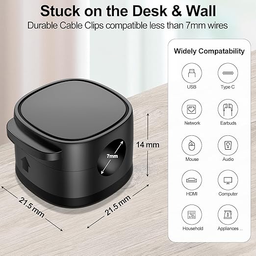 MOZOTER 6 Pack,Magnetic Cable Clips & Silicon Cable Ties,Cord Holder[Cable Smooth Adjustable Desk Organizer],Under Desk Cable Management,Adhesive Home Office Wire Holder Keeper Wire Sets-Black
