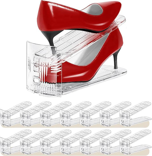 Shoe Slots Organizer 15 Pack, Shoe Stackers, 3 Levels Adjustable