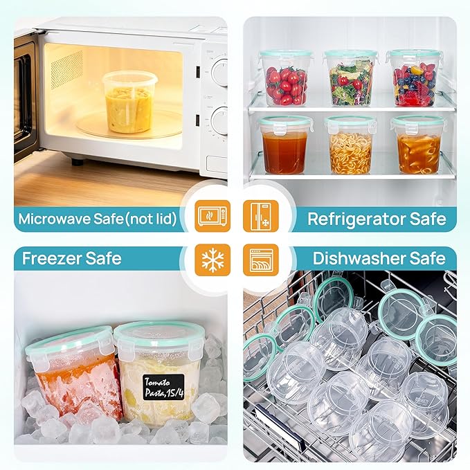 Vtopmart 12 Pack 24oz Soup Containers with Airtight Lids, Deli Containers for Take-out, Plastic Food Freezer Storage Containers for Meal Prep, Salad, Fruit, Lunch, Microwave/Dishwasher/Freezer Safe