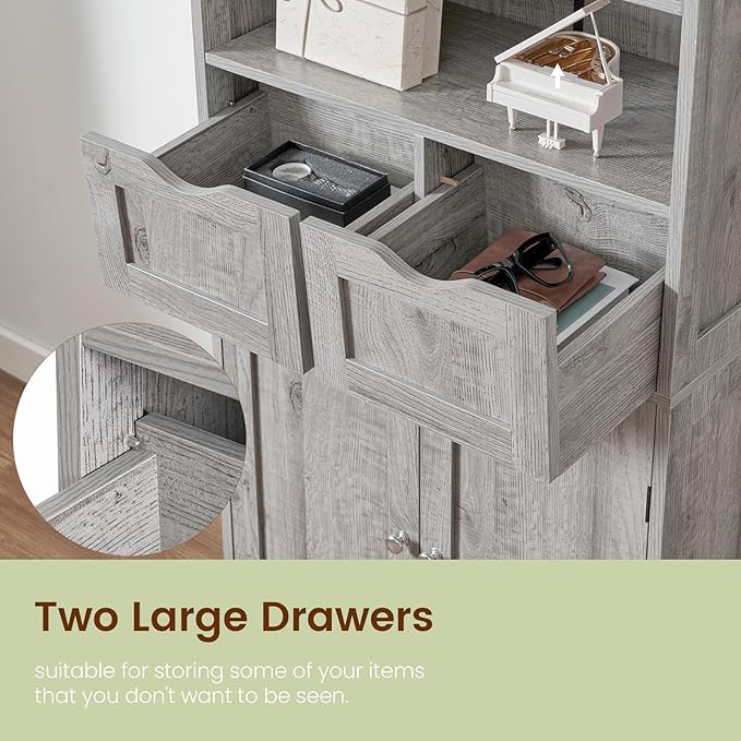 Storage Cabinet with 2 Drawers & Adjustable Shelf
