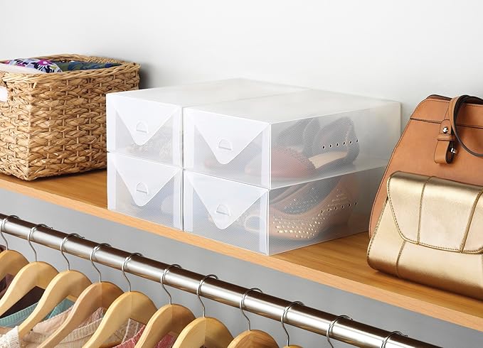 Whitmor Clear-Vue Women's Shoe Box - Heavy Duty Stackable Shoe Storage - Clear - Set of 8