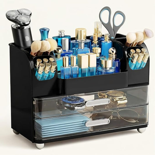 Makeup Organizer for Vanity with Brush Holder, Cologne Organizer for Men