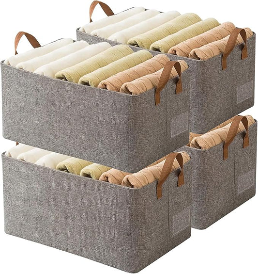 Linen Closet Organizer Storage Bin with Steel Frame, 23L Gray