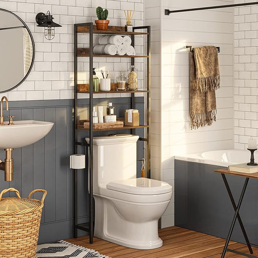 Over The Toilet Storage Rack, Rustic Brown TSHR0401Z