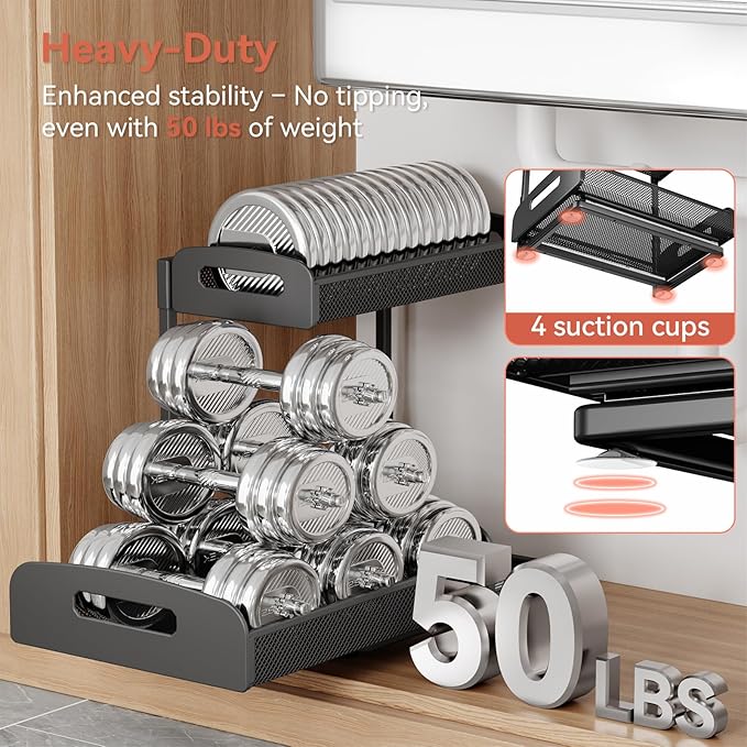 2 Pack Under Sink Organizer, 2 Tier Height Adjustable Kitchen Cabinet Organizer