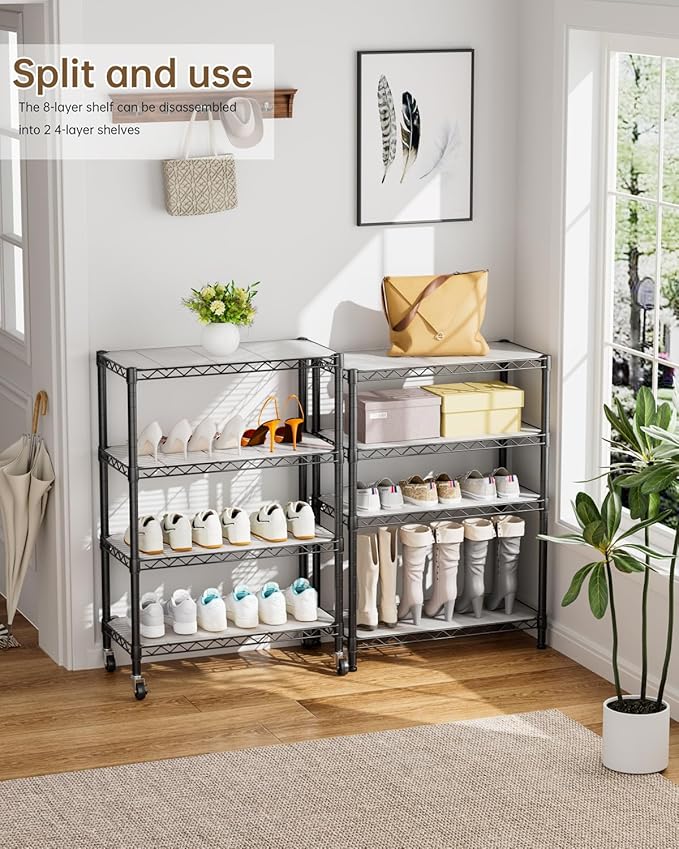 Golpart 8 Tier Adjustable Storage Shelves Heavy Duty Metal Shelf Wire Shelving Unit Organizer Rack for Home Kitchen Office Pantry Room Bathroom Shelving Organizers and Storage Laundry
