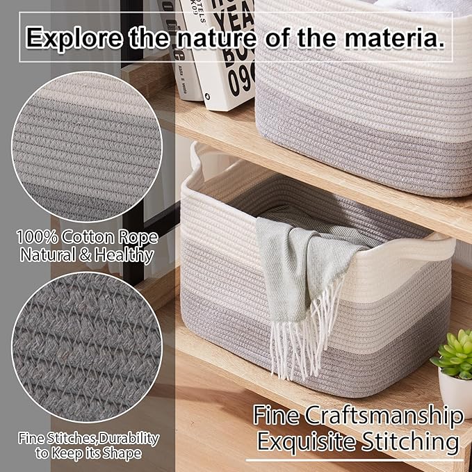Storage Basket, Woven Baskets for Storage, Gradient Gray