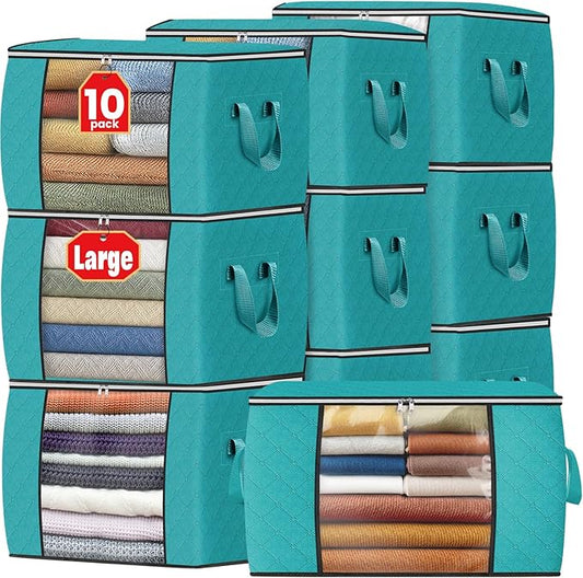 Fab totes 24 Gallons Clothes Storage, 10 Pack,Green