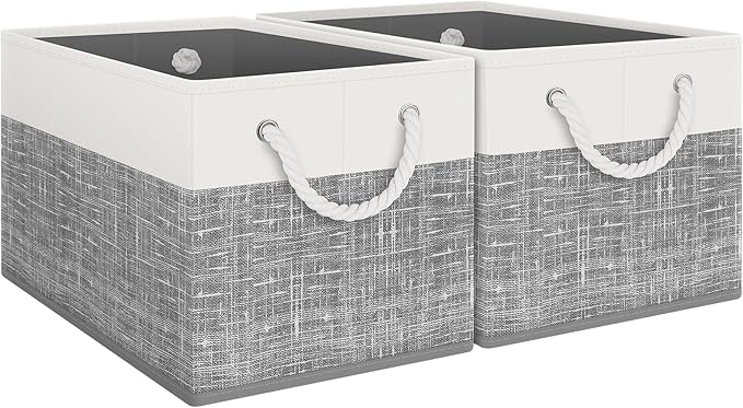 Fab totes Storage Bins 2-Pack, White & Grey